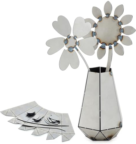 MorningRo Valentine's Day Welding Coupons Vase and Flower Kit, Welding Practice Kit, 304 Stainless Steel Plate, Beginner for Tig Mig, to Master and Improve Skills Gifts(Classic Style)
