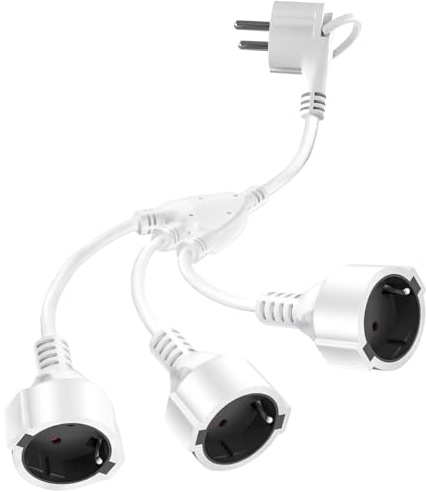 DKTYGER 3 Fach Verlängerungskabel - Schuko Verlängerung 3680 W, Verlängerungskabel wasserdicht IP44-3 Fach Mehrfachsteckdose, Euro Stromkabel Verlängerung für Zuhause, Büro - weiß