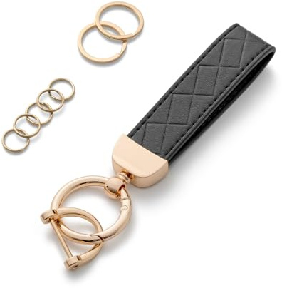 AOKSUNOVA Schlüsselanhänger Auto Leder Schlüsselband Damen | PU-Material, ca. 9 cm Länge, Autoschlüsselanhänger mit Schlüsselring für Schlüssel und Taschen, kompakte Form mit D-Ring