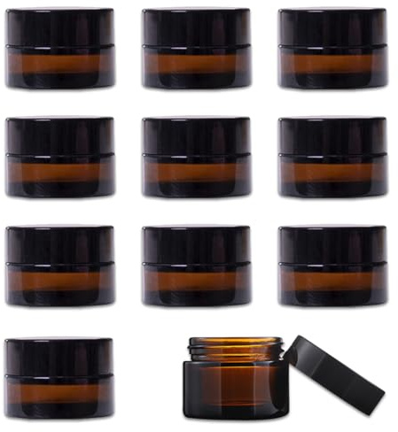 10 pots de crème en verre, pots à crème vides en verre ambré, pots à crème de 5 ml à remplir, contenants en verre avec couvercle et doublure pour cosmétiques, crèmes, lotions, huiles essentielles