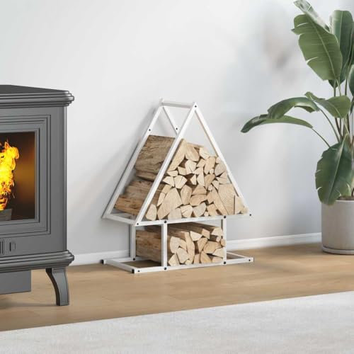 NQJIBUE Item-Firewood Rack White 50x25x60 cm Cold-rolled steel,Fireplace & Wood Stove Accessories,Log Racks & Carriers