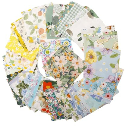 Cosyhav 50pcs 10x10cm 100% Cotton Fabric, Material for Sewing, Fabric Squares with Floral Patterns for DIY Crafts, Quilting, Sewing(Coloured Series)