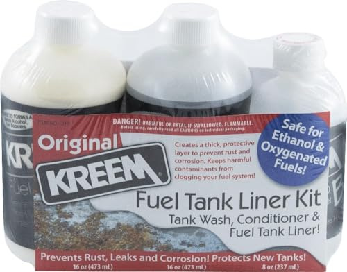 (Kreem) KRM kit sigillante completo per Serbatoio carburante,benzina,gas,inclusa soluzione e sigillante - Tank Prep and Sealer - 3 pezzi
