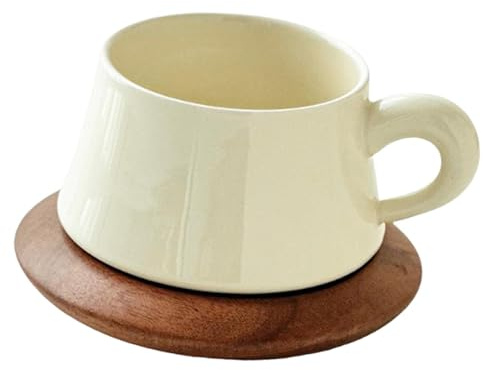 YWJLQH Taza de Café de Cerámica con Platillo Y Asa para Fiestas, Hogar, Moca