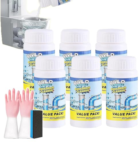 Rohrreiniger Extrem Stark, Abflussreiniger Schaum, Value Pack Rohrreiniger, Hochwirksamer Rohrreiniger Mit Aktivschaum FüR KüChe, Bad, Toilette & Balkon(110 G Pro Flasche) (6 StüCk)