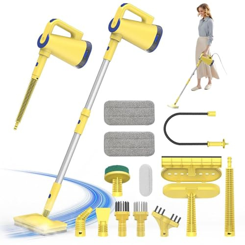 1500W Scopa A Vapore, Serbatoio De-ll'acqua Da 13OZ E Cavo Di Alimentazione Da 23ft, Vapore Portatile Rimovibile, Include Accessori 7 In 1, Per La Pulizia Di Pavimenti In Legno, Piastrelle