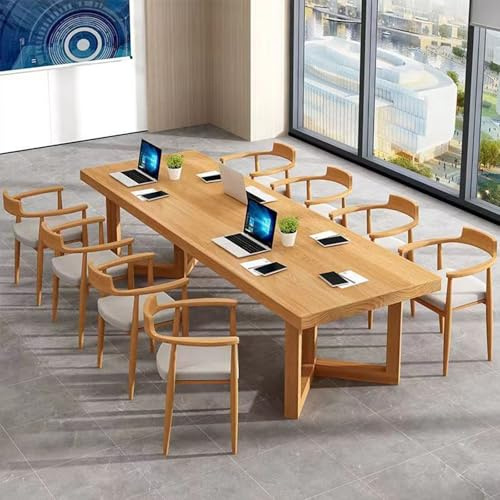 Table de conférence rectangulaire avec pieds en bois massif, 48 places, parfaite pour le bureau, les salles de réunion, assemblage facile, design durable, aspect professionnel