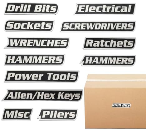 Magnetiska verktygslådor, 12-delad återanvändbar, verktygslåda i stål organiserar magnetetiketter | för garageskåp lådor verkstad hushåll mekaniker identifiering