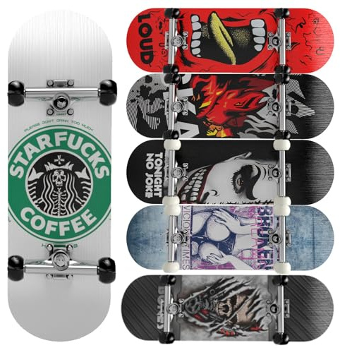 Sucritude 9.9cm Creative Relax Skateboard De Madera Finger Skate, Monopatin Dedos Profesional, Finger Toys Antiestres, Profesionales Mini Monopatín para Niños O como Decoración