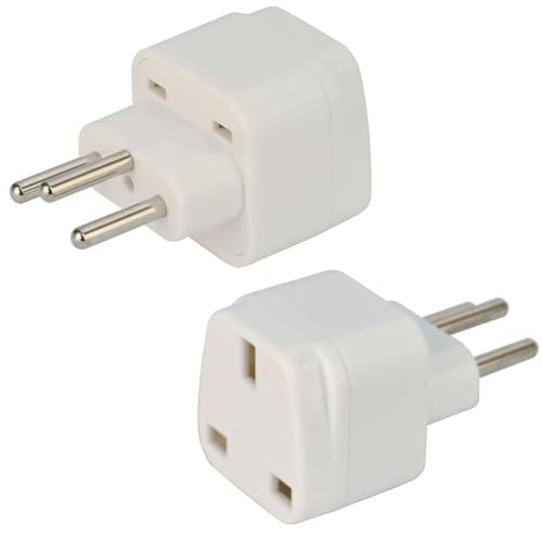 UK to Swiss Plug Adapter, 2 Pack Switzerland Plug Adapter, Grounded Swiss Plug, Travel Adapter for Switzerland, Jordan, Liechtenstein, Madagascar, Rwanda and More, Type J, White