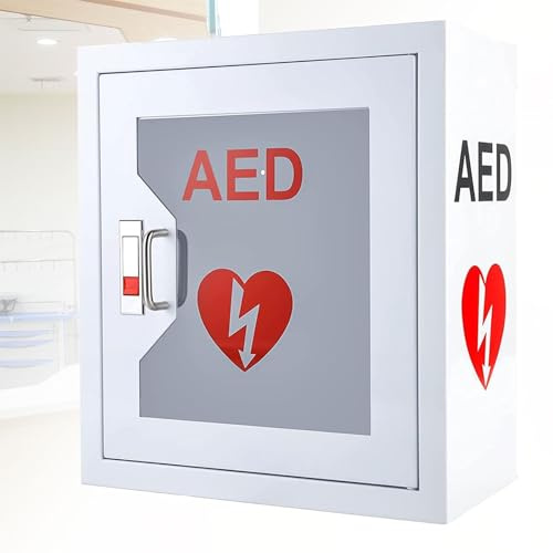 Armadietto per defibrillatore AED, Armadio a parete for defibrillatore semiautomatico esterno (DAE) con sistema di allarme e luce, scatola for defibrillazione cardiaca, valigetta pronto soccorso