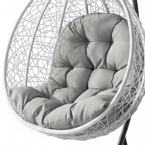 Wilafury Coussin de Remplacement pour Chaise Egg – Coussin de Chaise Suspendu résistant à l'eau avec Rembourrage épais pour terrasse, Balcon, balançoires Jardin, Gris Clair