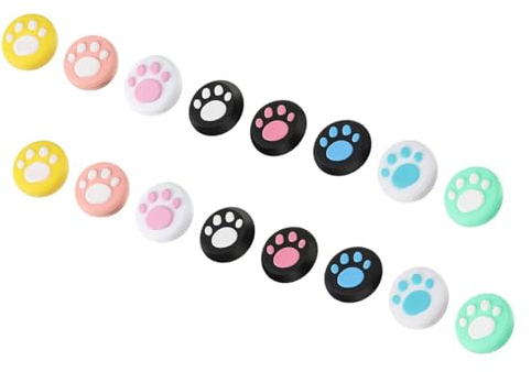 SHOWERORO Capuchons de Joystick en Silicone 16 Pièces, Poignées Motif Patte de Chat pour Manette Switch, Grip Confortable Adapté aux Joueurs Switch Passionnés Plusieurs styles