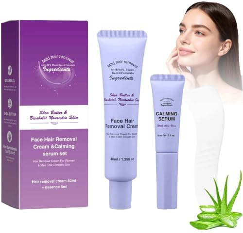 Gentle Hair Remover Cream for Women & Sensitive Skin, Facial Hair Removal for Upper Lip & Face, Quick & Effective Depilatory Cream