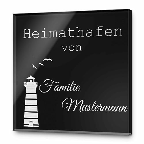 Hochglanz Acrylglas Türschild mit individueller Gravur und schönen Motiven | Wahlweise in Schwarz oder Anthrazit - witterungsbeständiges Klingelschild mit Wunschtext