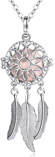 EUDORA Harmony Ball Collier Bola de Grossesse Attrape rêves pour Femmes Enceinte avec Collier Musique Carillon Bell Pendentif de la Plume Femmes Mère bébé Cadeau Original, 76cm +114cm