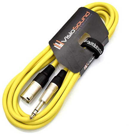 VisioSound Male XLR to 6.35mm Stereo TRS Jack Lead Audio Cable (Yellow, 3m) | Noiseless OFC Balanced Signal, Audio, Speaker, Patch Cable / 10 Colours