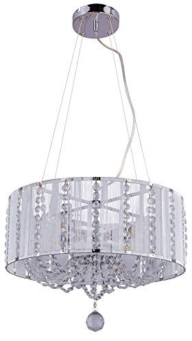 GLOBO Decken Pendel Leuchte Kristall Hänge Lampe Chrom Ess Zimmer Kronleuchter Luster silber-metallic 15091H