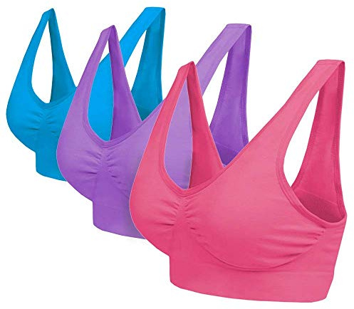 Blu Apparel Multipack Seamless Comfort Bras Sleep Bras Sizes 8-24 Not Padded Wireless (UK, Alpha, XXL, Regular, Regular, Purple/Blue/Ruby 3 Pack)