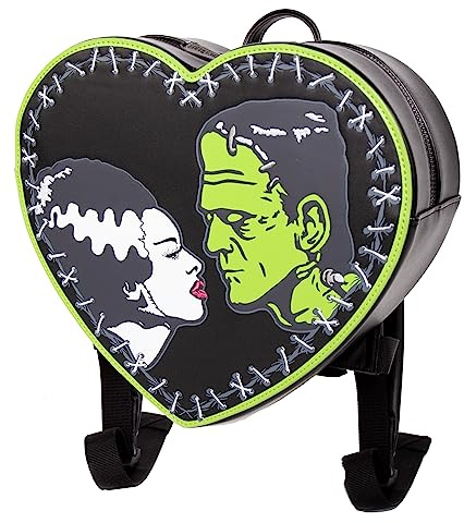 Rock Rebel Bride of Frankenstein & Frankenstein Monster Heart Shaped Backpack - Official Universal Monsters Bag