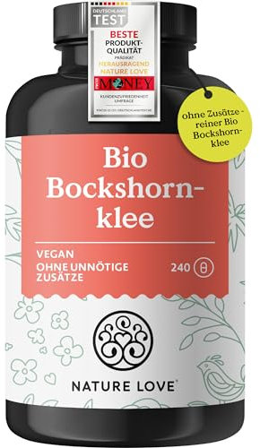 NATURE LOVE® Bio Bockshornklee Kapseln - 240 Stück - Hochdosiert mit 2600mg je Tagesdosis (650mg je Kapsel) - Fenugreek bio zertifiziert - frei von Zusätzen, vegan in Deutschland produziert