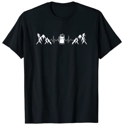 Ski Touren Berge Herzschlag Bier Frequenz Skifahren T-Shirt