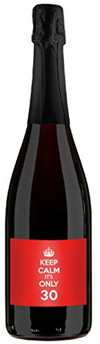 Bottiglia di Prosecco Personalizzato DOC Spumante Extra Dry - Keep Calm it's only... - Idea Regalo per compleanno e idea regalo per anniversario (1,5L, Rosso)
