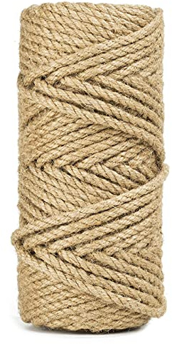 100 Feet 5mm Jute Twine, Heavy Duty Jute Rope, Natural Hemp Rope for DIY Arts Crafts, Gardening, Bundling，Home Decorating, Cat Scratching Post
