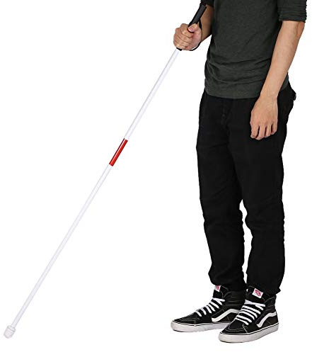 Blindenstock, Blindenstock, Falten Gehstock für Blinde, 127Cm 4 Sections Aluminiumlegierungs Spazierstock Aluminium Klappstock Anti Rutsch Beste Beweglichkeit Krücke für Sehbehinderte
