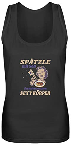 Spätzle avec sauce – Proverbes souabes – Cadeaux de souabe – Débardeur pour femme, Noir , XL