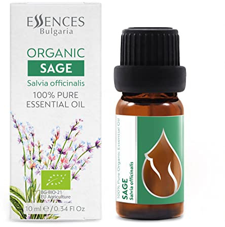 Essences Bulgaria Bio-Salbei Ätherisches Öl 10ml | Salvia officinalis | 100% Naturrein | Unverdünnt | BIO-zertifiziert | Spitzenqualität aus Familienbetrieb (10 ml, Salbei)