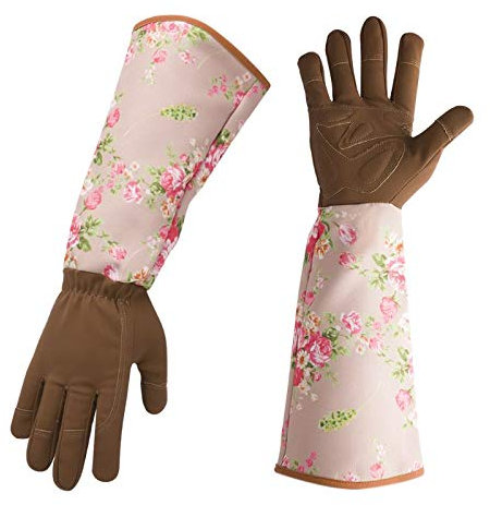 BANGHA Gartenhandschuhe Pannen Sie widerstandsfähige langlederleder Leder Gartenhandschuhe gepolsterte palnenverstärkte Fingerspitzen Pflanzenblumen-Gauntlet Mehrzweck Arbeitshandschuhe (Color : 2)