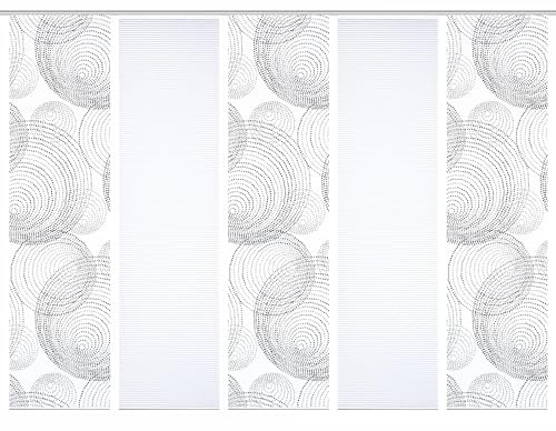 HOME in green 84111 SPIRO Schiebegardine recyceltes Polyester, Bambusoptik, 245x60, Farbe:grau, Größe:245 x 60 cm, Anzahl:5er-Set (3X Motiv. 2X Uni)