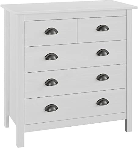 Leepesx Sideboard, Aufbewahrungsschrank, Dielenschrank, Flurschrank, Beistellschrank, Schrank, Anrichte, Hill Range Weiß 79×40×80 cm Massivholz Kiefer