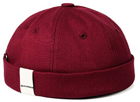 YLfly Sommer Beach Seemannsmütze Docker-Cap Docker Mütze Baumwollemütze Cotton Dockermütze(Weinrot)