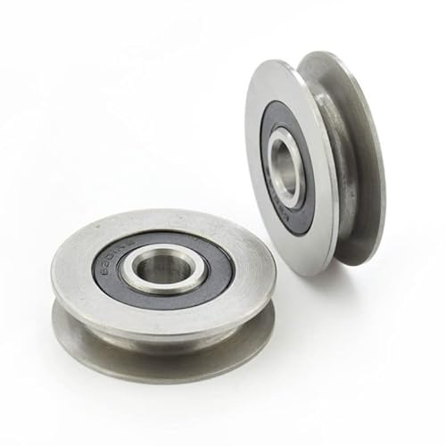 PENAVO Seilrolle 10/12 * 50 * 13 mm 6301RS Lager Stahllager, U-Nuten V Rundboden 5 cm Riemenscheibe, 6 mm Führungsrad, Drahtseil-Heberad