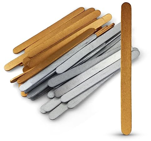 Netuno 40 varillas de madera plateadas y doradas 11,4 cm lisas para manualidades y decoración palos tipo helado
