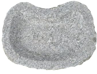 IDYL Granit-Stein Skulptur Vogeltränke Nierenform | HxBxT 5x30x20 cm | Trinkbecken für Vögel aus massivem Stein | Nierenform | Handarbeit |Stilvolle Garten-Dekoration | Wetterfest | Ohne Dekoration