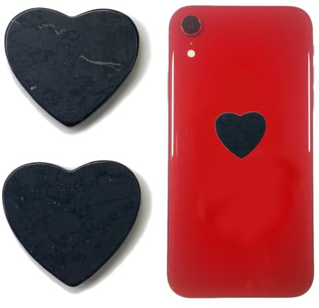 RICHRAIN Handy Aufkleber Shungit Herzform Schutz Sticker 2 Stück Set | RICHRAIN Handy Aufkleber Shungit Herzform Schutz Sticker 2 Stück Set