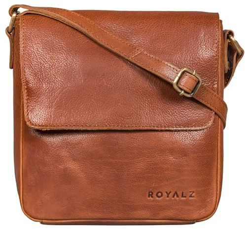ROYALZ Illinois Herrentasche zum Umhängen klein Leder Umhängetasche Herren Messenger Bag Vintage Ledertasche Schultertasche Handtasche Echtleder ;Farbe:Schwarz