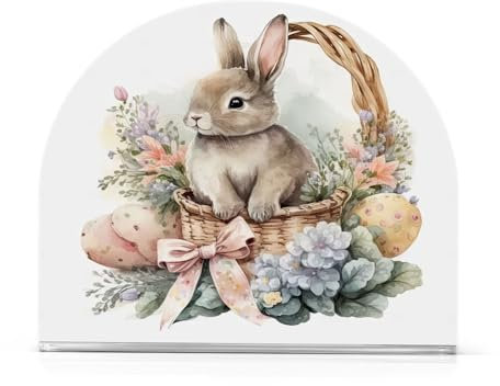 Osterhase im Korb, Eier-Serviettenhalter, Papierserviettenständer für Tischservietten, Aufbewahrungsspender für Küche, Restaurant, Bar, 1 Stück