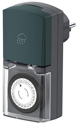 G-Homa Timer per esterni, 24 ore, timer meccanico per esterni, con protezione per bambini, IP44, impermeabile, per luci, pompe per piscine, decorazioni natalizie