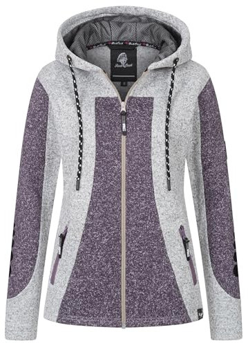 Rock Creek Damen Jacke Fleecejacke Übergangsjacke Windbreaker Fleece Jacken Outdoorjacke Stehkragen Damenjacke Melange Fleecejacke Sweatjacke Pullover D-504 Violett 3XL