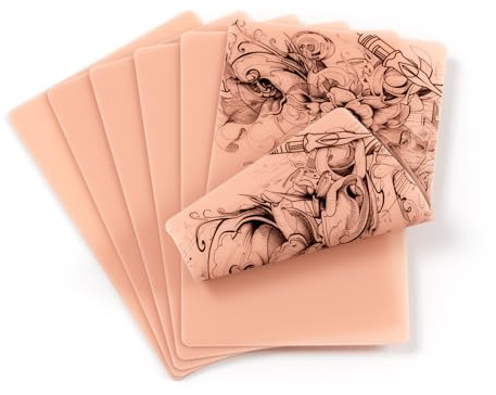 EZ Piel Sintetica Tatuaje 3mm - 6piezas (20cm x 30cm) Tamaño A4 Silicona Blanda Piel Sintetica, Suministros para Tatuajes de Piel Suave de Doble Cara en Blanco (Rosa)