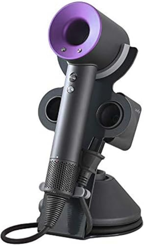 YUET Hair Dryer Holder Stand for Dyson Supersonic Hairdryer Hair Dryer Airwrap, Aluminum Alloy Stand Power Plug Holder, Bathroom Organizer Care Tools Magnetic (Black, 2 Holes)