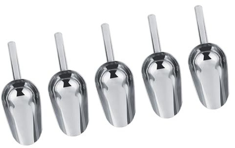 Cucharas de Acero Inoxidable, Fáciles de Usar para Hielo, Pan, Ensalada, Azúcar, Juego de 5 Pinzas Ligeras, para Fiesta, Buffet, Barbacoa (5 * pala)