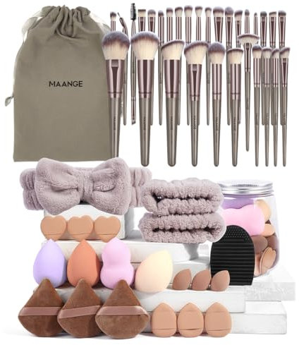 MAANGE Makeup Brushes, 51 Pcs Makeup Tool Set Multi-functional Makeup Brush Set Foundation Powder Blush Concealers Eyeshadows Make up Brushes(Champagne)