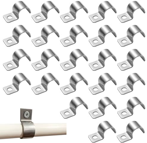 Schwerer U-Rohrschellen YOURKAY 25 Stück Metallkabelschellen, Edelstahl Befestigungsschelle,Edelstahl 304 Rohrbefestigung Einzelloch U-Rohrschellen Befestigungsschelle für Ø 9-10mm Kabel Unterputz Was