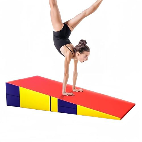 QTANZIQI Gymnastik-Schrägmatte, Faltbare Keil-Tumbling-Mattenoberfläche, rutschfest, reißfest, für Gymnastik, Tanz, Kampfsport-Dehnübungen (Größe: 120 x 60 x 35 cm (47,2 x 23,6 x 13,7 Zoll))
