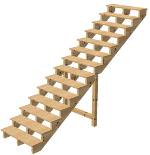 Scala esterna BERLIN, 14 gradini, Altezza 241cm, L 100cm, senza alzate